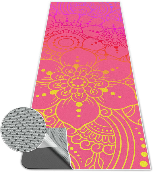 Yoga Towel,Absorbent Yoga Mat Towel for Hot Yoga Non Slip,Stylish Prints,Ideal for Workouts,Hot Yoga,Bikram,Pilates Equipment