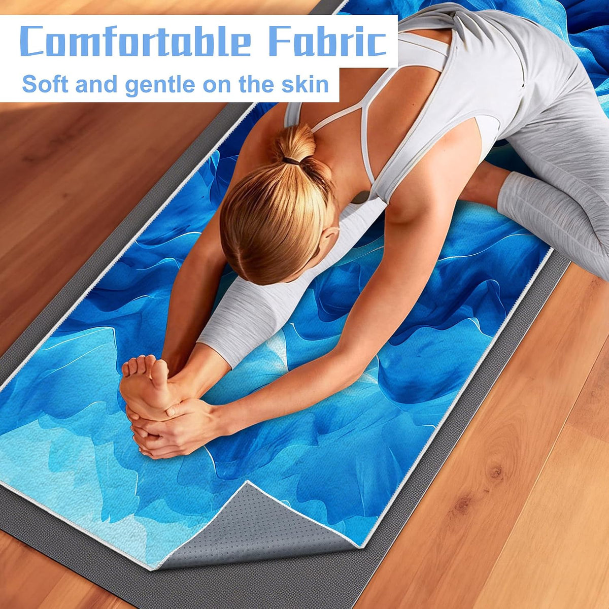 Yoga Mat Towel,Hot Yoga Towel High-Definition Pattern,Machine Washable with Ultra-Absorbent Yoga Towels for Hot Yoga Non Slip for Fitness,Exercise,Pilates