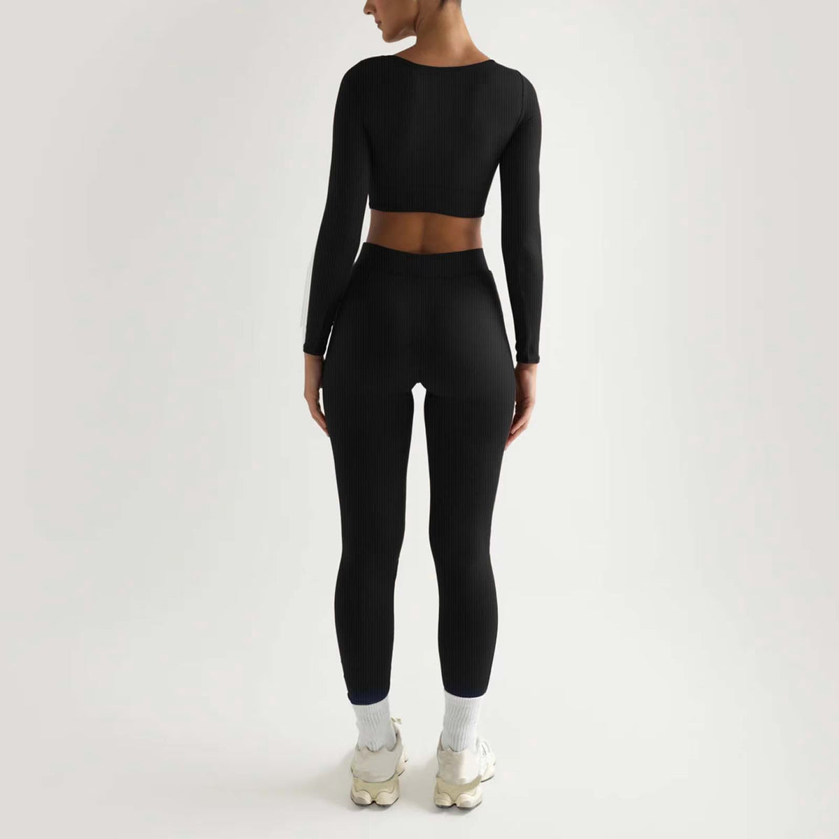 2Pc Yoga Sets for Women Women'S Fashion Casual Solid Color Long Sleeve Square Collar Two Piece Slim Yoga Sports Pants Suit Yoga Sets Yoga Package
