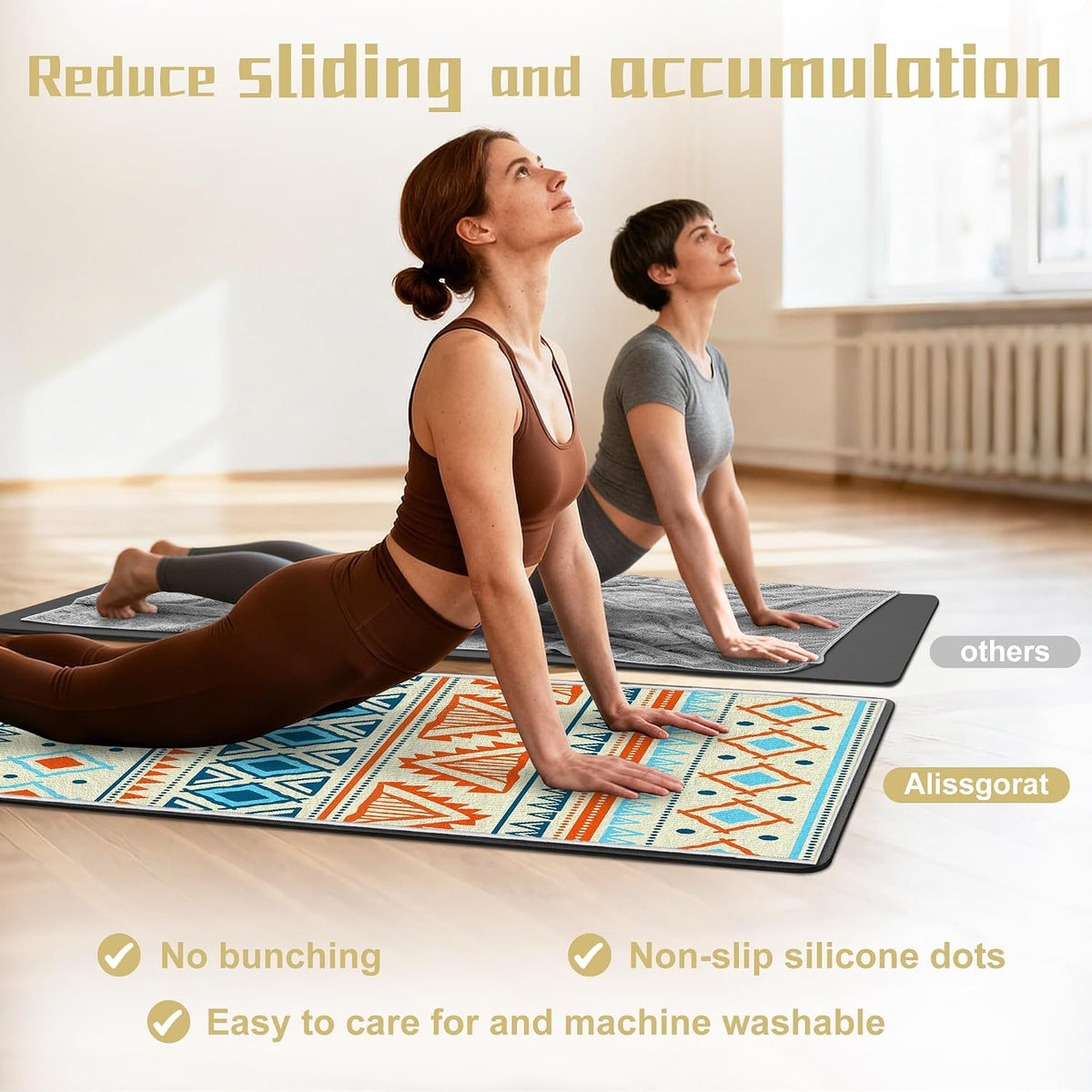 Yoga Towel,Absorbent Yoga Mat Towel for Hot Yoga Non Slip,Stylish Prints,Ideal for Workouts,Hot Yoga,Bikram,Pilates Equipment
