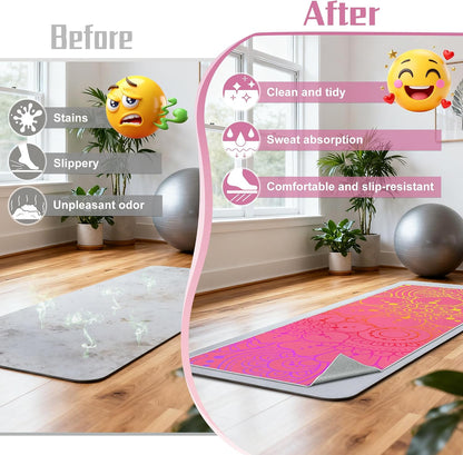 Yoga Towel,Absorbent Yoga Mat Towel for Hot Yoga Non Slip,Stylish Prints,Ideal for Workouts,Hot Yoga,Bikram,Pilates Equipment