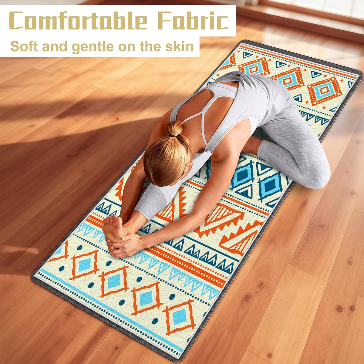 Yoga Towel,Absorbent Yoga Mat Towel for Hot Yoga Non Slip,Stylish Prints,Ideal for Workouts,Hot Yoga,Bikram,Pilates Equipment
