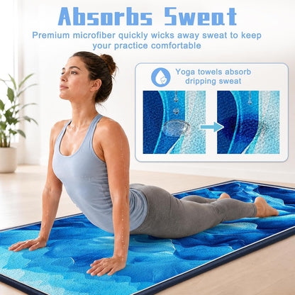 Yoga Mat Towel,Hot Yoga Towel High-Definition Pattern,Machine Washable with Ultra-Absorbent Yoga Towels for Hot Yoga Non Slip for Fitness,Exercise,Pilates
