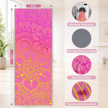 Yoga Towel,Absorbent Yoga Mat Towel for Hot Yoga Non Slip,Stylish Prints,Ideal for Workouts,Hot Yoga,Bikram,Pilates Equipment