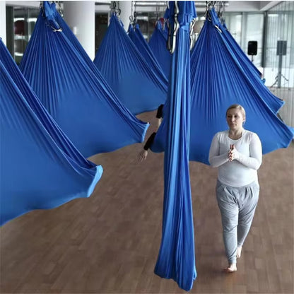 Elastic Stretch Fabric, 5M Yoga Hammock, Flying Swing, Aerial Yoga Hammock Multifunction Anti-Gravity Yoga Belts for Yoga Traini